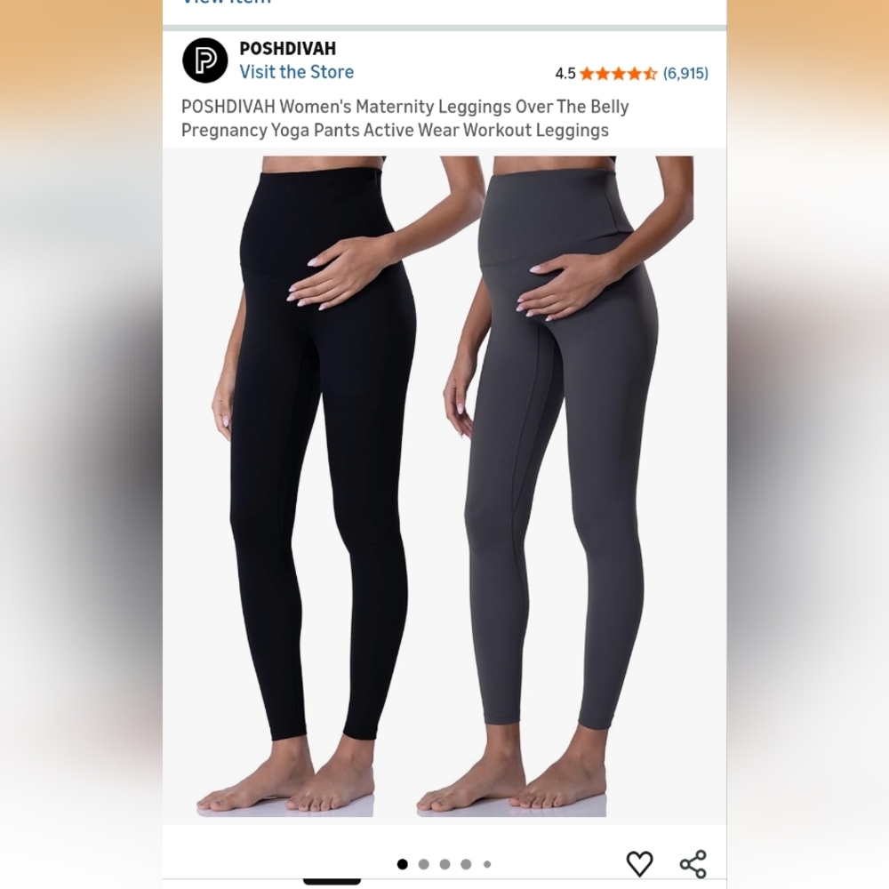 POSHDIVAH Maternity Yoga Leggings - Black and Gray